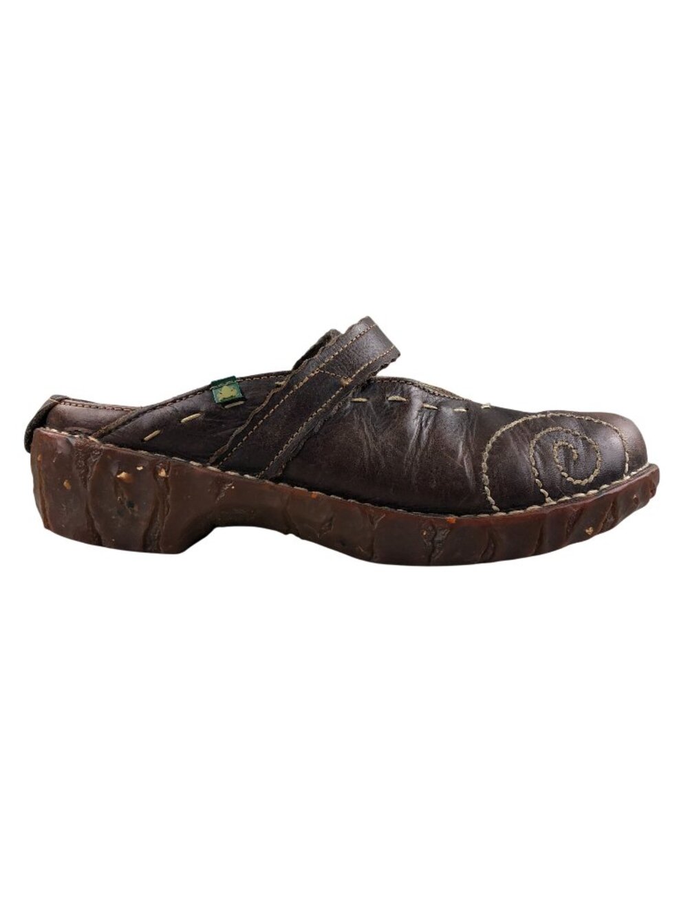 El Natura Lista Women's EU 38 (7.5) Brown Leather Mary Jane Slip On Mules FAIR